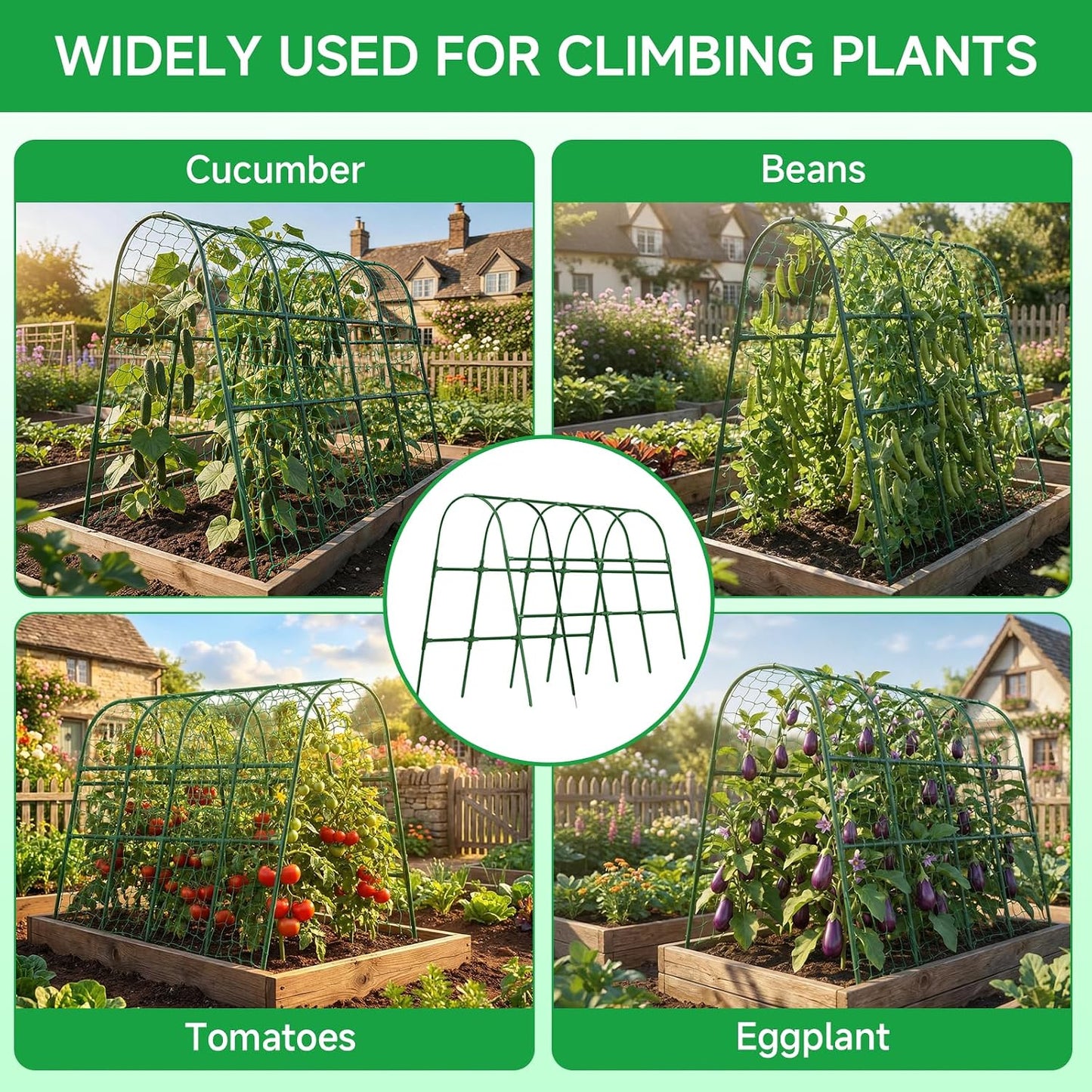 48x65 Inch Cucumber Trellis for Raised Bed U-Shape Garden Trellis