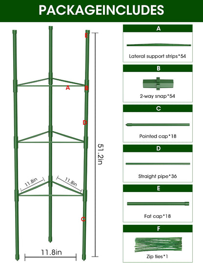 Tomato Cages,6 Pack MQJIAZHI 51.2inch Adjustable - Rust-Proof Tool-Free Trellis for Raised Garden Bed & Climbing Plants