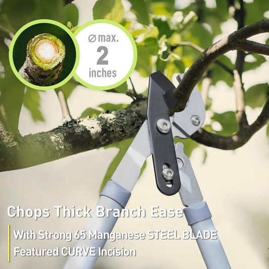 Garden Loppers Pruning Shears, Updated 3PCS Hedge Clippers Combo Set, Branch Cutter with Compound Action, Chops Thick High Branch Ease, Professional Tree Trimmer Set Heavy Duty