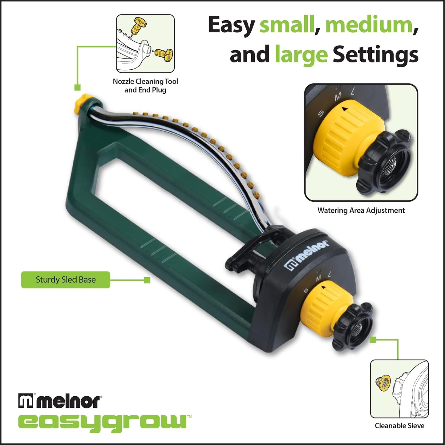 Turbo Oscillating Sprinkler, 2800 Sq Ft: Range Adjustable