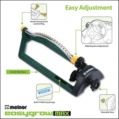 Turbo Oscillating Sprinkler, 2800 Sq Ft: Range Adjustable