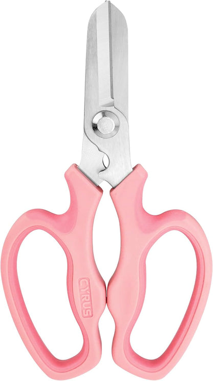 Pink Stainless Steel Floral Shears with Integrated Stab Remover