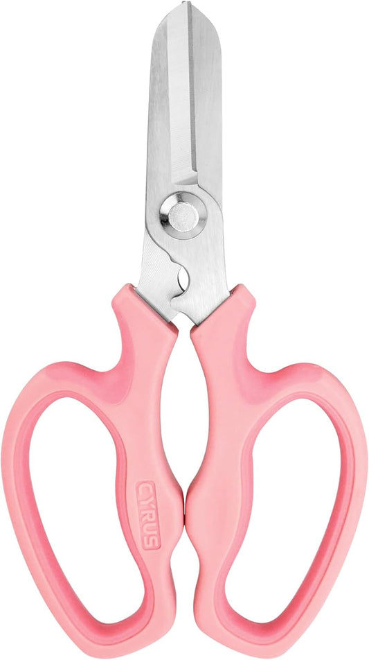 Pink Stainless Steel Floral Shears with Integrated Stab Remover
