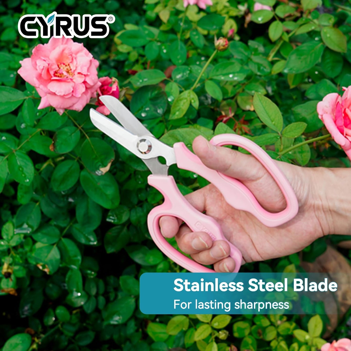 Pink Stainless Steel Floral Shears with Integrated Stab Remover