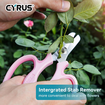Pink Stainless Steel Floral Shears with Integrated Stab Remover