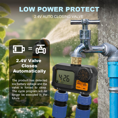 Water Timer for Garden Hose - 2 Zone Timed Sprinkler with Rain Delay/Manual Watering/Automatic Irrigation Programmable Faucet Timer for Yard Lawn (1, Grey) (1, Matte-Black)