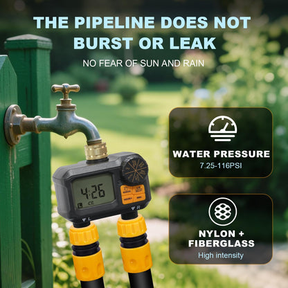 Water Timer for Garden Hose - 2 Zone Timed Sprinkler with Rain Delay/Manual Watering/Automatic Irrigation Programmable Faucet Timer for Yard Lawn (1, Grey) (1, Matte-Black)
