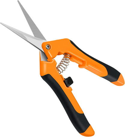 6.5 Inch Gardening Scissors Hand Pruner Pruning Shear with Straight Stainless Steel Blades, Yellow, 1-Pack