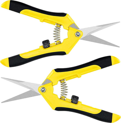 6.5 Inch Gardening Scissors Hand Pruner Pruning Shear with Straight Stainless Steel Blades, Yellow, 1-Pack