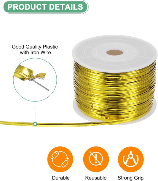 Metal Twist Ties, 100 Yards Metallic Twists Tie Bread Twisty-Ties for Party Decoration/Garden Plant/Gift Wrapping Bag/Cake/Pops Candy/Bakery Bags [Gold]