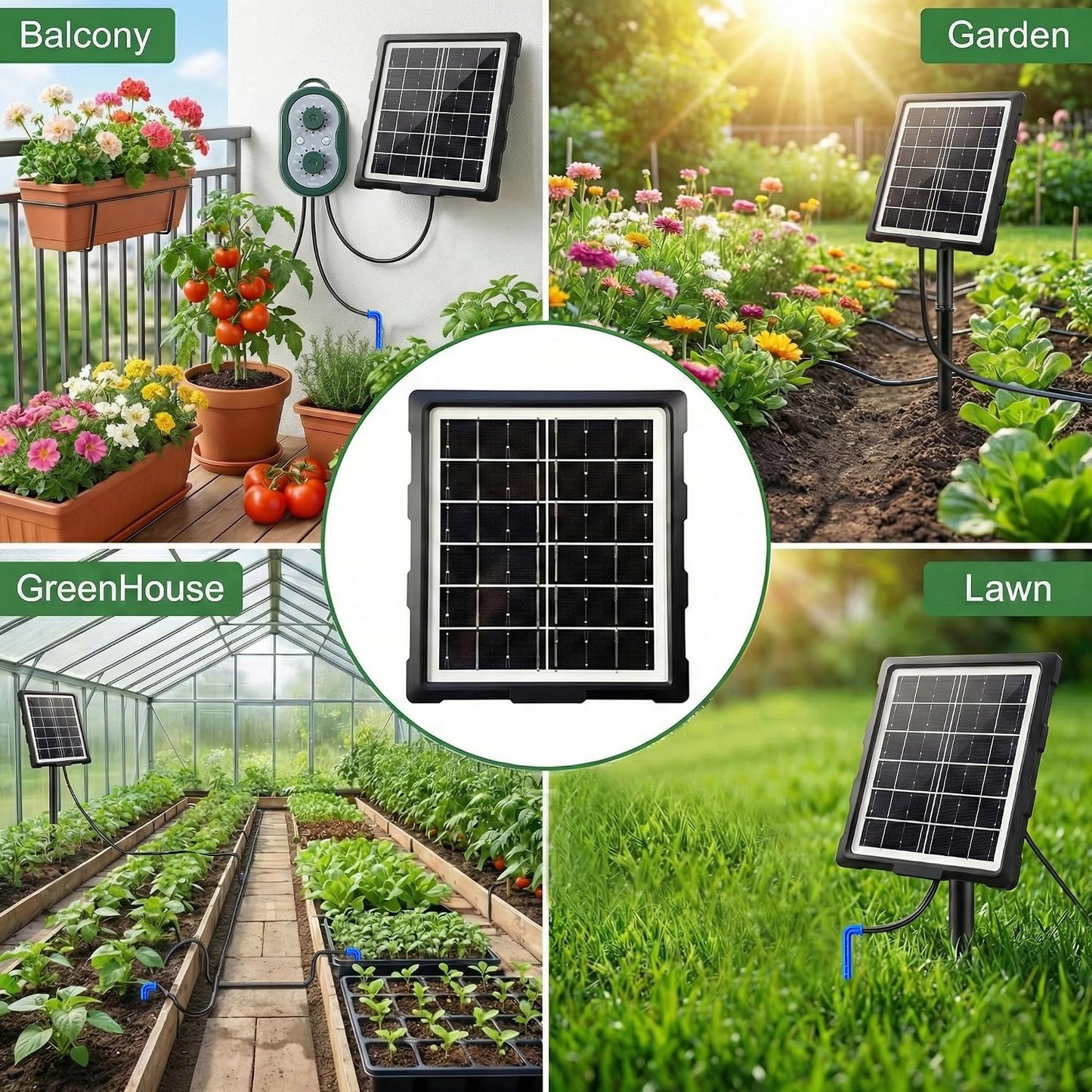 50FT Solar Automatic Drip Irrigation Kit System, Smart Self-Watering System with USB Charging for Outdoor Indoor Use, 2200mAh Automatic Watering System Supports 15 Pots for Garden, Balcony & Patio