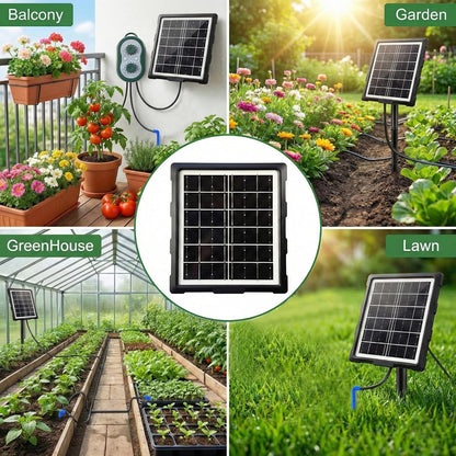 50FT Solar Automatic Drip Irrigation Kit System, Smart Self-Watering System with USB Charging for Outdoor Indoor Use, 2200mAh Automatic Watering System Supports 15 Pots for Garden, Balcony & Patio