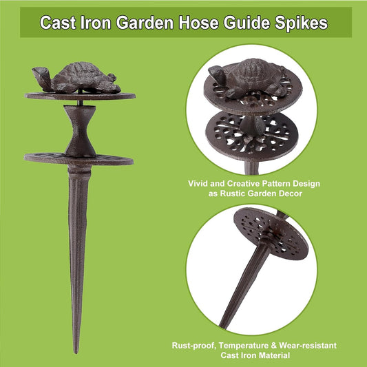 2PCS Cast Iron Garden Hose Guide Stakes Heavy Duty Hose Guide Spikes