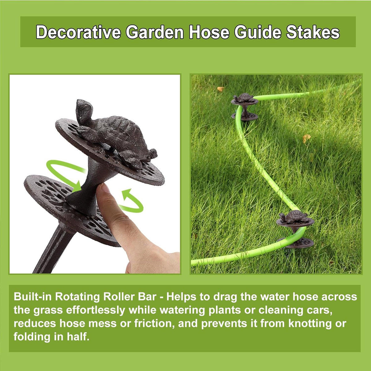 2PCS Cast Iron Garden Hose Guide Stakes Heavy Duty Hose Guide Spikes