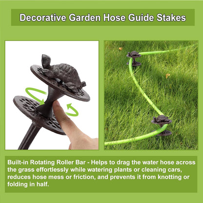 2PCS Cast Iron Garden Hose Guide Stakes Heavy Duty Hose Guide Spikes