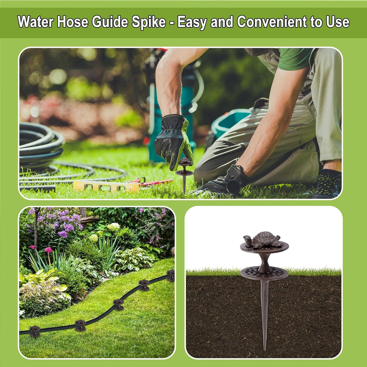 2PCS Cast Iron Garden Hose Guide Stakes Heavy Duty Hose Guide Spikes