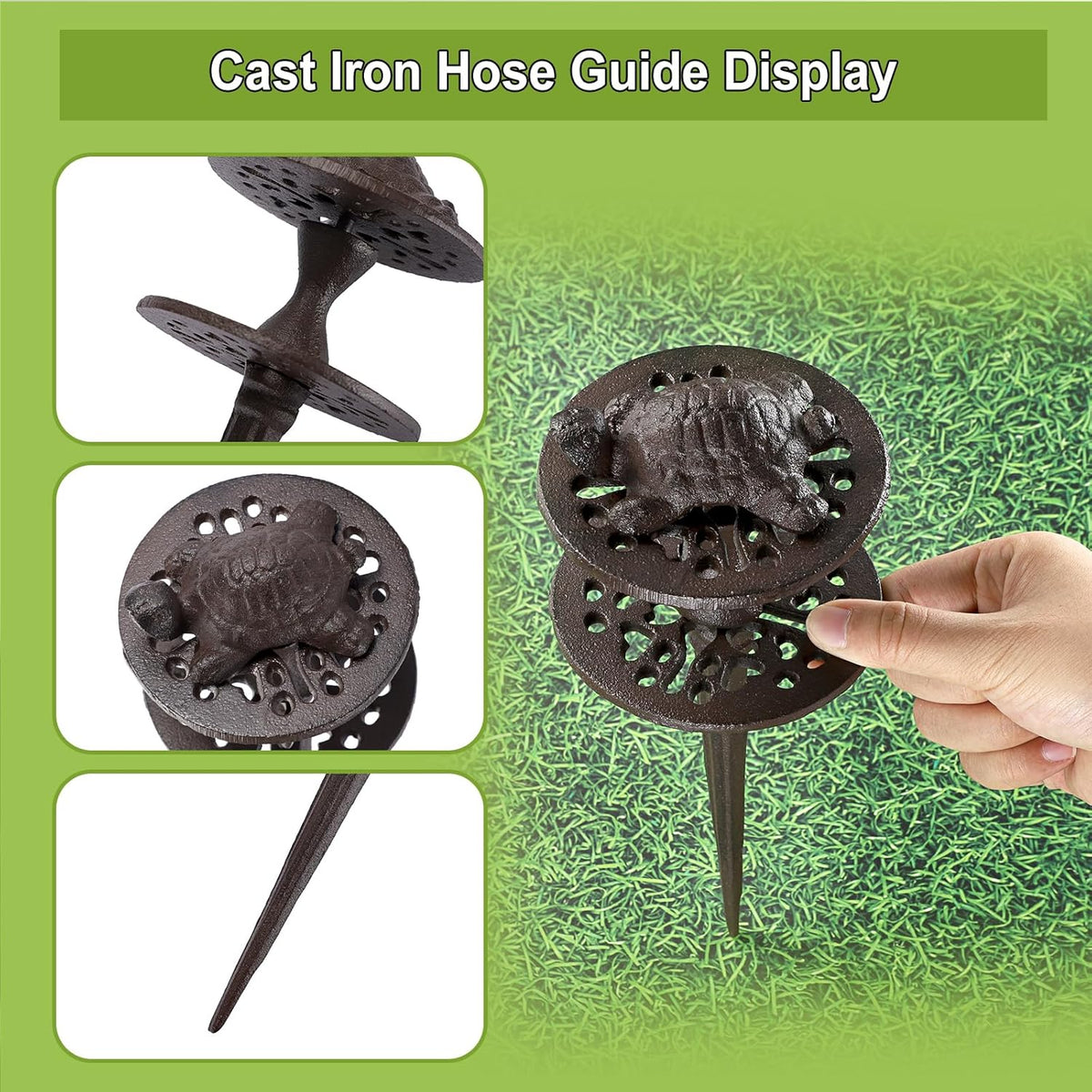 2PCS Cast Iron Garden Hose Guide Stakes Heavy Duty Hose Guide Spikes