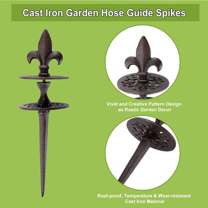 2PCS Cast Iron Garden Hose Guide Stakes Heavy Duty Hose Guide Spikes