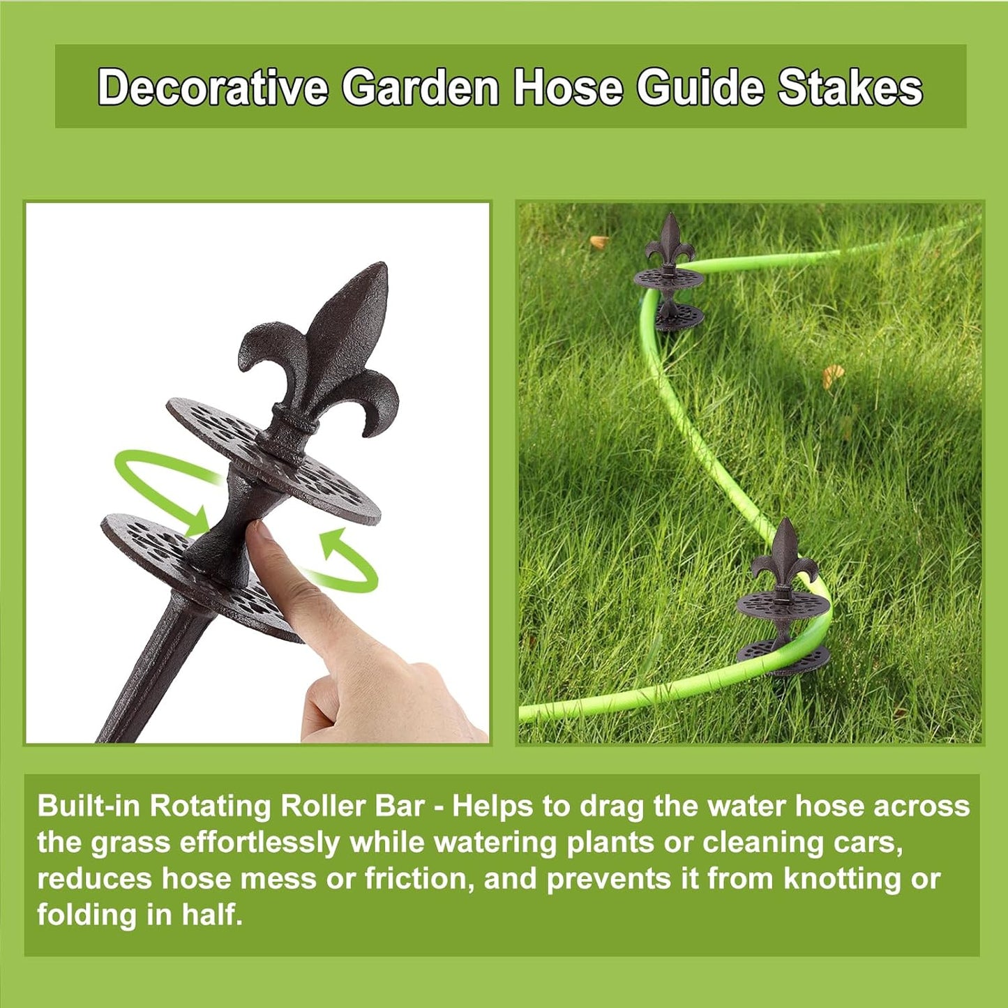 2PCS Cast Iron Garden Hose Guide Stakes Heavy Duty Hose Guide Spikes