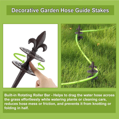 2PCS Cast Iron Garden Hose Guide Stakes Heavy Duty Hose Guide Spikes