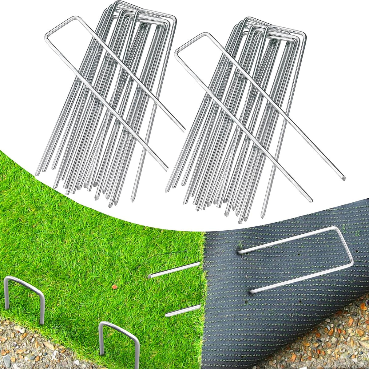 100 Pack 6 Inch Garden Stakes, Galvanized Landscape Staples for Weed Barrier Fabric, Heavy Duty Sod Pins Securing Pegs Netting Ground Sheets Irrigation Tubing