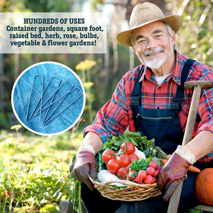 100 Pack 6 Inch Garden Stakes, Galvanized Landscape Staples for Weed Barrier Fabric, Heavy Duty Sod Pins Securing Pegs Netting Ground Sheets Irrigation Tubing