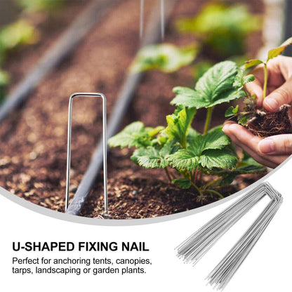 100 Pack 6 Inch Garden Stakes, Galvanized Landscape Staples for Weed Barrier Fabric, Heavy Duty Sod Pins Securing Pegs Netting Ground Sheets Irrigation Tubing