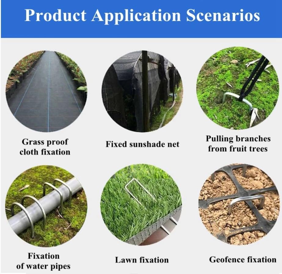 100 Pack 6 Inch Garden Stakes, Galvanized Landscape Staples for Weed Barrier Fabric, Heavy Duty Sod Pins Securing Pegs Netting Ground Sheets Irrigation Tubing