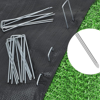100 Pack 6 Inch Garden Stakes, Galvanized Landscape Staples for Weed Barrier Fabric, Heavy Duty Sod Pins Securing Pegs Netting Ground Sheets Irrigation Tubing