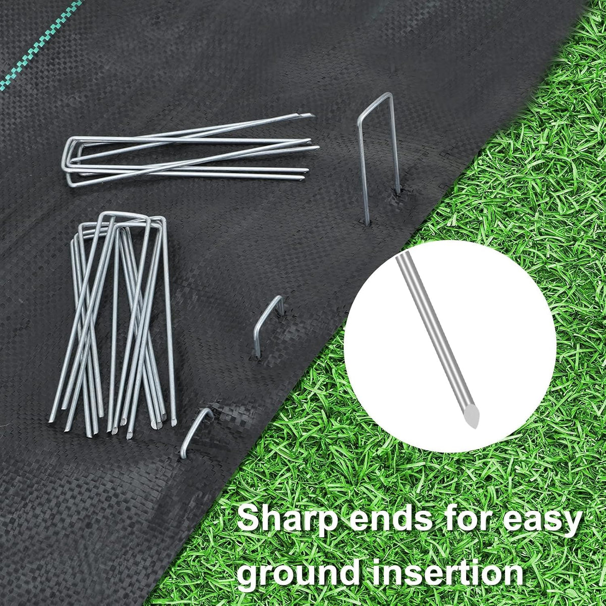 100 Pack 6 Inch Garden Stakes, Galvanized Landscape Staples for Weed Barrier Fabric, Heavy Duty Sod Pins Securing Pegs Netting Ground Sheets Irrigation Tubing