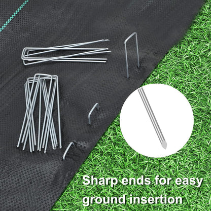 100 Pack 6 Inch Garden Stakes, Galvanized Landscape Staples for Weed Barrier Fabric, Heavy Duty Sod Pins Securing Pegs Netting Ground Sheets Irrigation Tubing