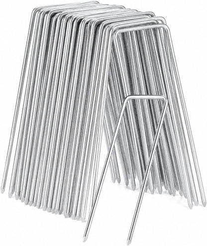 100 Pack 6 Inch Garden Stakes, Galvanized Landscape Staples for Weed Barrier Fabric, Heavy Duty Sod Pins Securing Pegs Netting Ground Sheets Irrigation Tubing