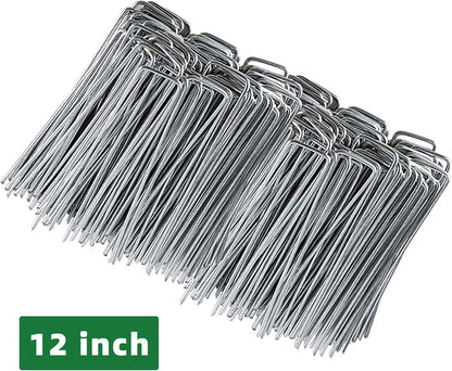 100 Pack 6 Inch Garden Stakes, Galvanized Landscape Staples for Weed Barrier Fabric, Heavy Duty Sod Pins Securing Pegs Netting Ground Sheets Irrigation Tubing