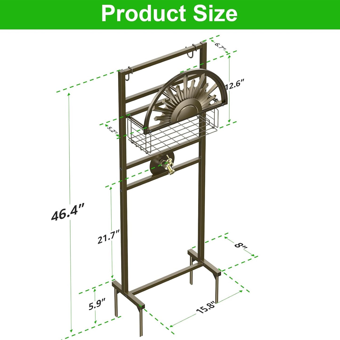 Garden Hose Holder with Faucet Holds 150-Feet Hose for Outside 4 Spikes