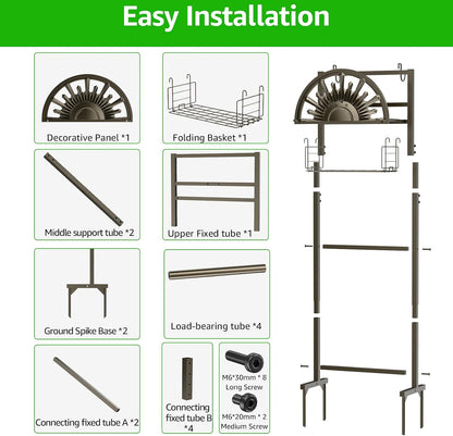 Garden Hose Holder with Faucet Holds 150-Feet Hose for Outside 4 Spikes
