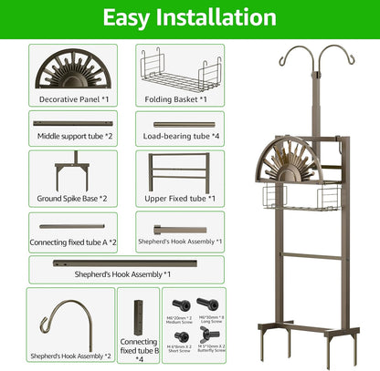 Garden Hose Holder with Faucet Holds 150-Feet Hose for Outside 4 Spikes