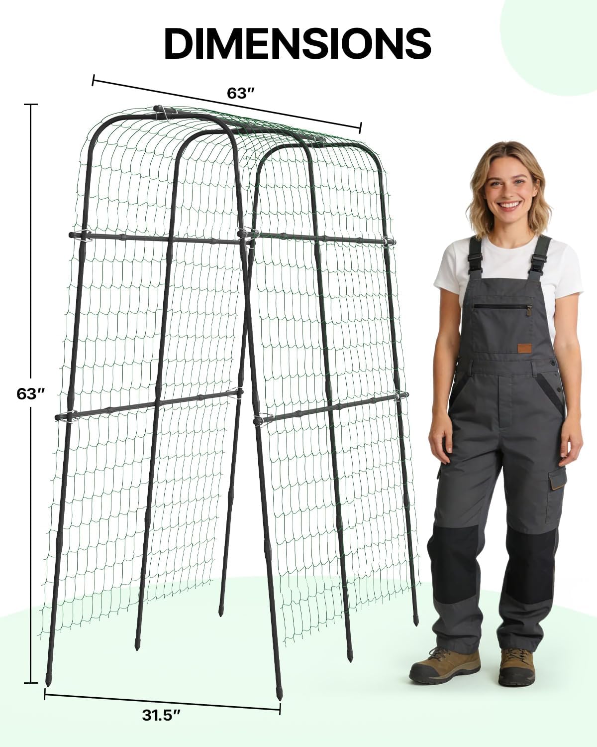 Cucumber Trellis for Raised Bed 63" x 63" U-Shaped Metal
