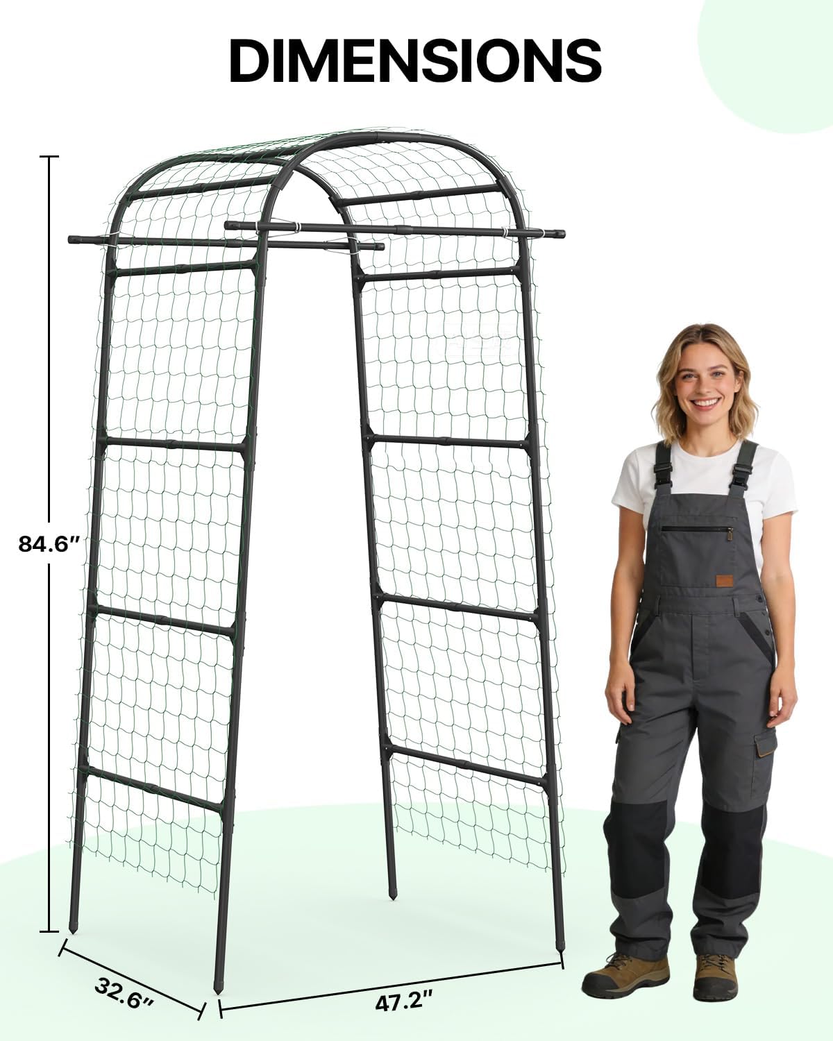 Cucumber Trellis for Raised Bed 63" x 63" U-Shaped Metal