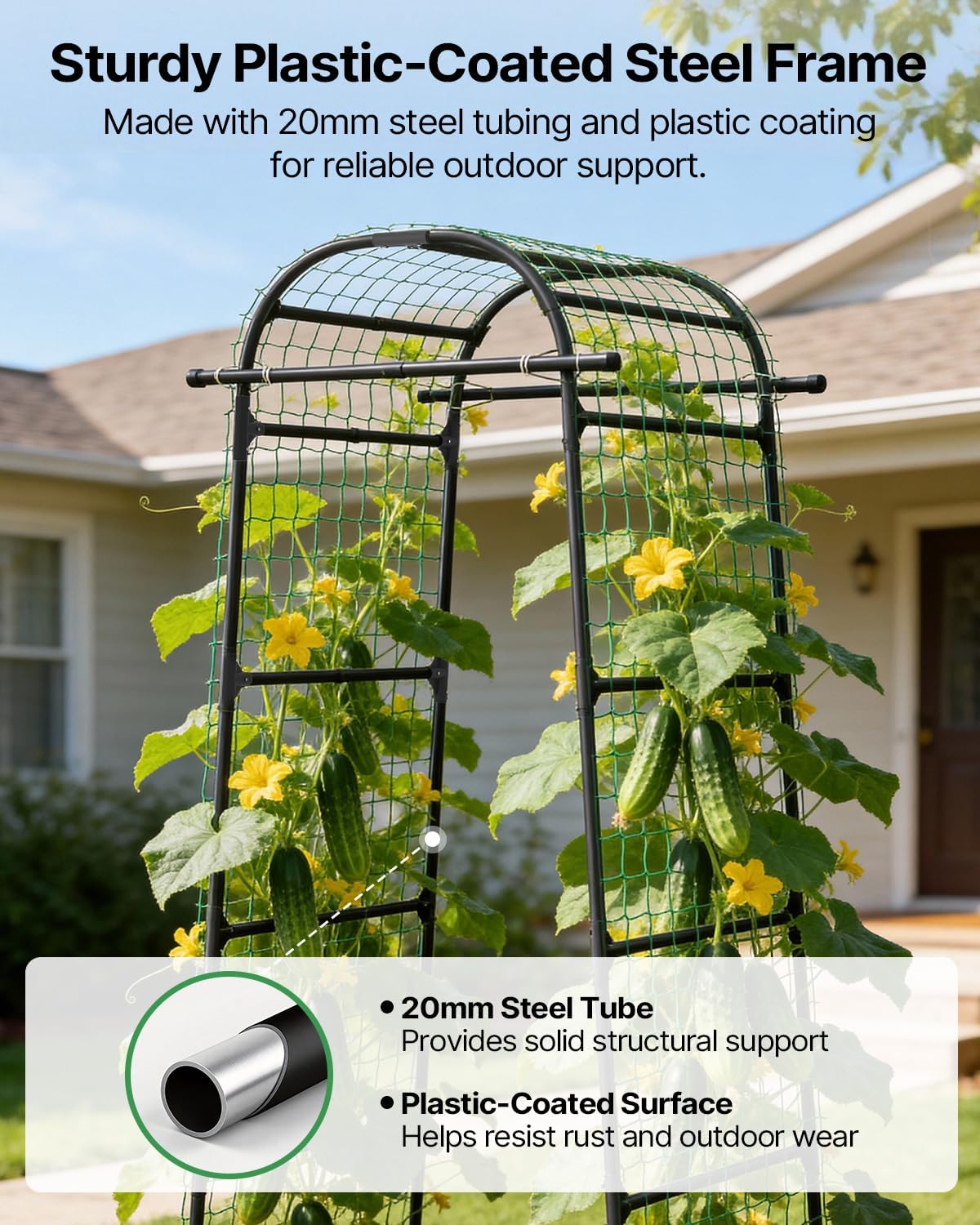 Cucumber Trellis for Raised Bed 63" x 63" U-Shaped Metal