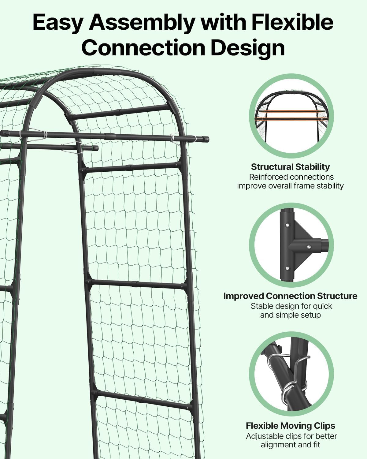 Cucumber Trellis for Raised Bed 63" x 63" U-Shaped Metal