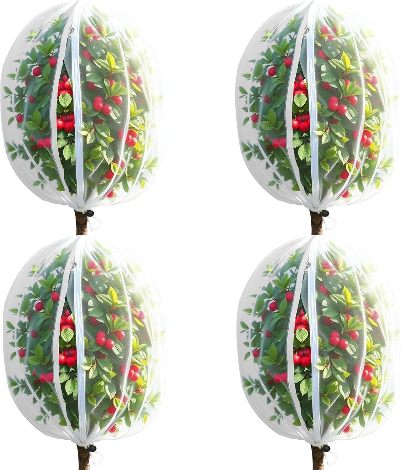 4 Pack Bird Netting Bags for Garden Protection, 3.3 x 4.6 FT Insect Barrier Mesh Covers with Zipper Drawstring, Fruit Tree Netting for Blueberry Bushes Tomatoes Vegetables and Outdoor Plants