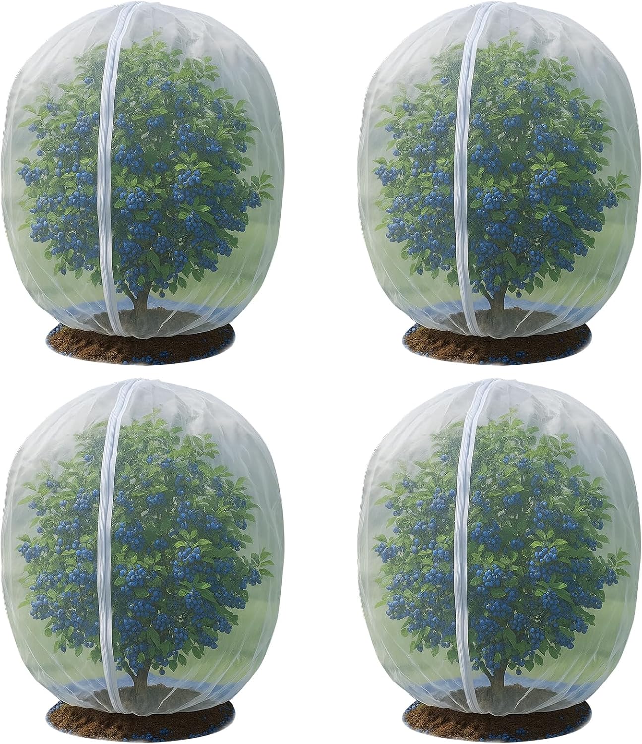 4 Pack Bird Netting Bags for Garden Protection, 3.3 x 4.6 FT Insect Barrier Mesh Covers with Zipper Drawstring, Fruit Tree Netting for Blueberry Bushes Tomatoes Vegetables and Outdoor Plants