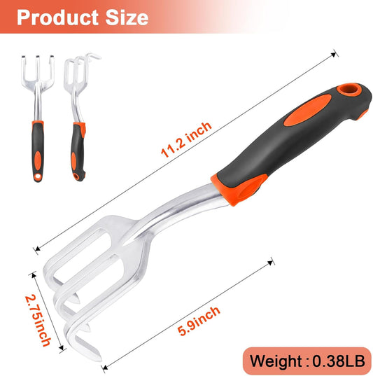 Hand Rake Garden Tool, Heavy Duty Hand Cultivators for Gardening, Small Garden Claw Tool Garden Handrake with Ergonomic Handle, Weed Rake Cultivator Tool for Cultivating, Loosening, Weeding