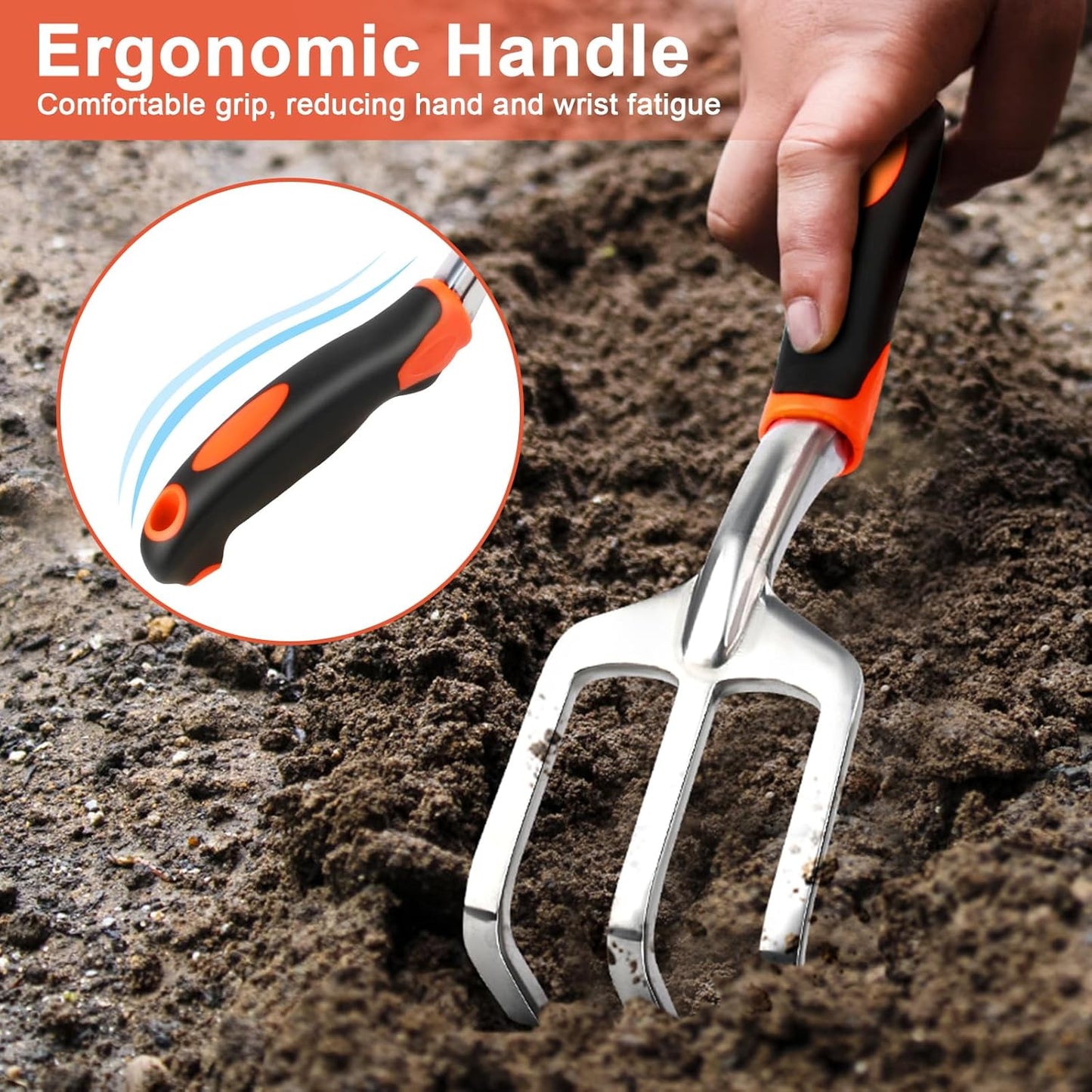 Hand Rake Garden Tool, Heavy Duty Hand Cultivators for Gardening, Small Garden Claw Tool Garden Handrake with Ergonomic Handle, Weed Rake Cultivator Tool for Cultivating, Loosening, Weeding