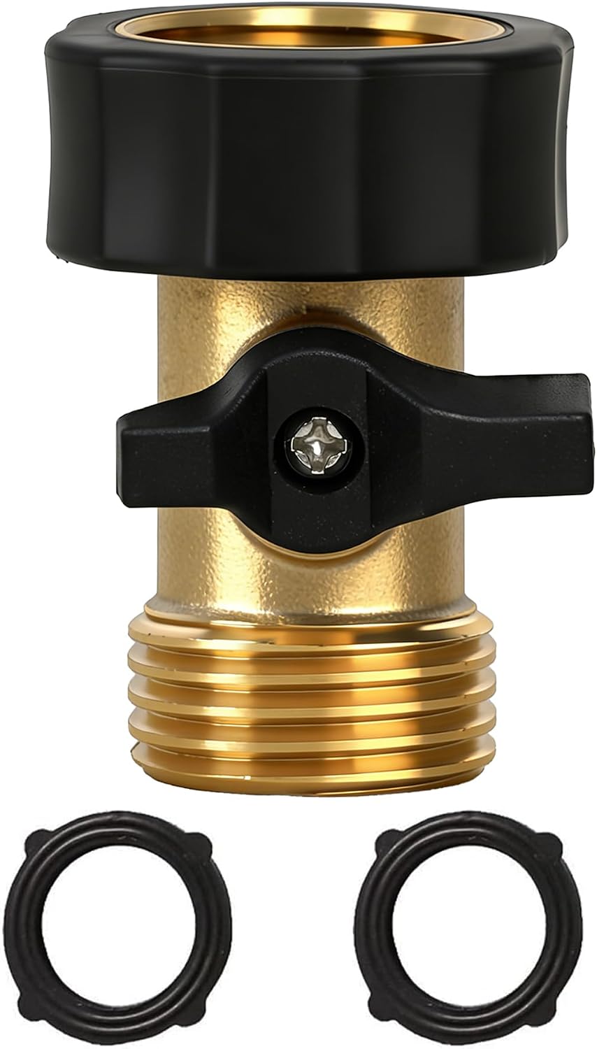 Garden Hose Shut Off Valve, 2 Pack Heavy Duty 3/4 Inch Solid Garden Hose Shut Off Valve with 4 Extra Rubber Washers