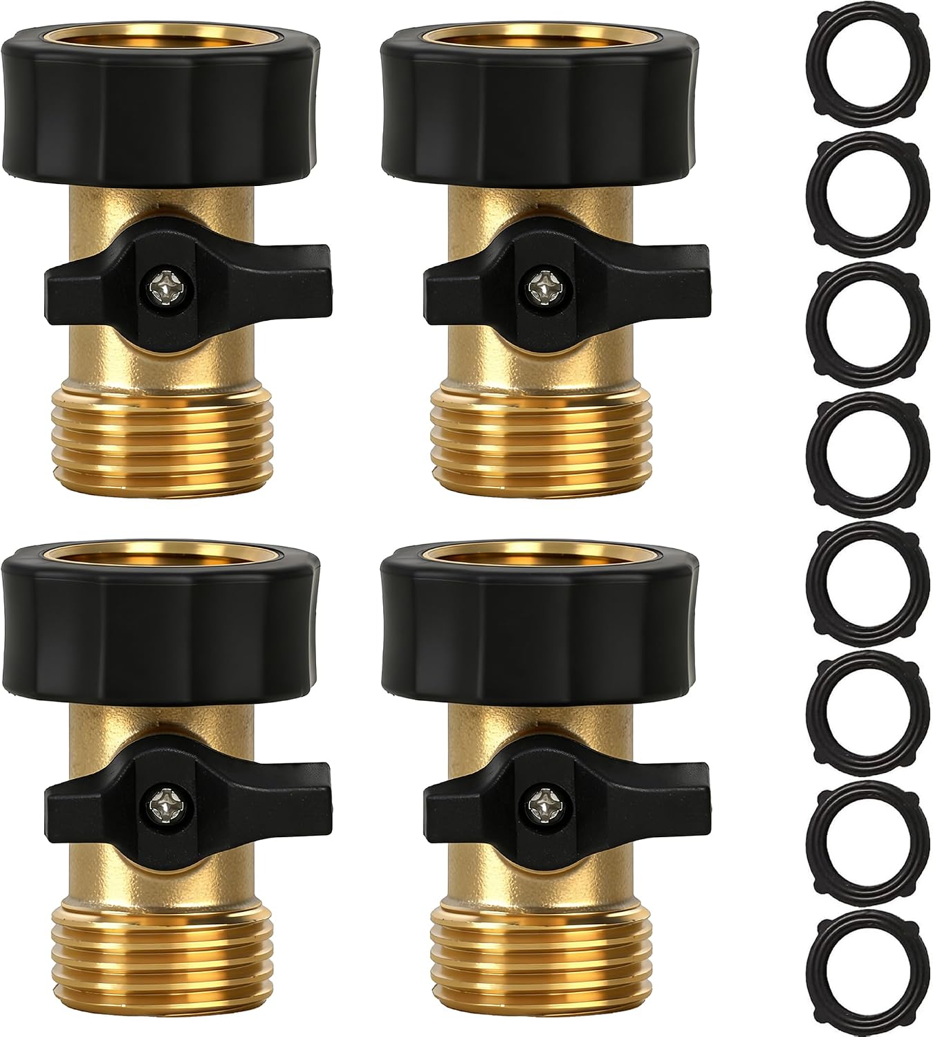 Garden Hose Shut Off Valve, 2 Pack Heavy Duty 3/4 Inch Solid Garden Hose Shut Off Valve with 4 Extra Rubber Washers