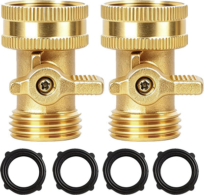 Garden Hose Shut Off Valve, 2 Pack Heavy Duty 3/4 Inch Solid Garden Hose Shut Off Valve with 4 Extra Rubber Washers
