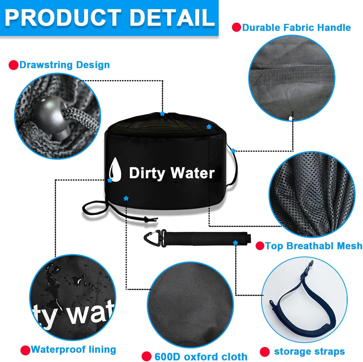 1-Pack Blue RV Hose Storage Bag, RV Utility Bag, Waterproof RV Sewer Hose Storage RV Equipment Storage for Fresh/Black Water Hoses and Electrical Cords, Camper Tools Accessories