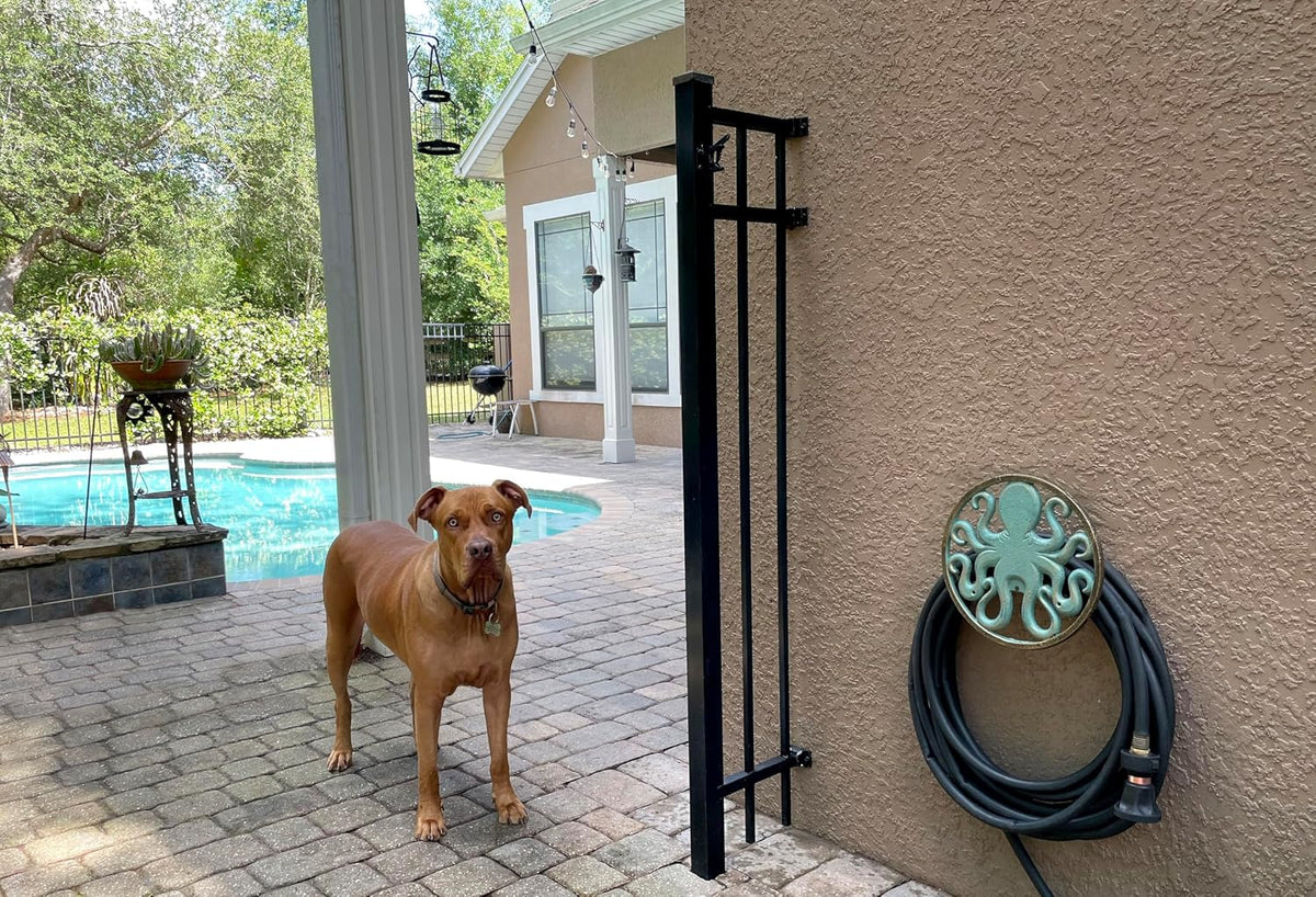 Octopus Garden Hose Holder, 12 Inch Bronze Cast Iron Wall Mount