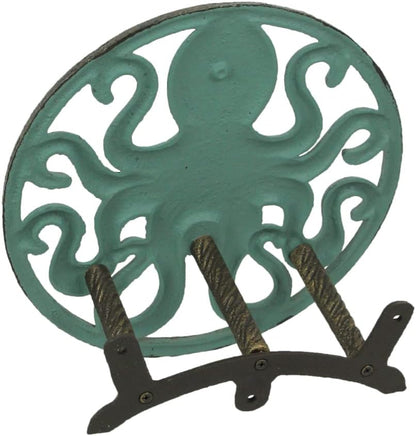 Octopus Garden Hose Holder, 12 Inch Bronze Cast Iron Wall Mount